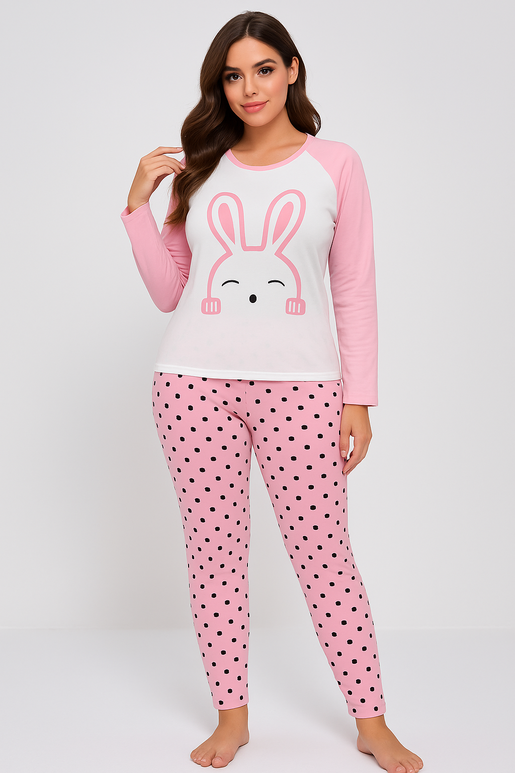 Blush Bunny Polka Night Suit