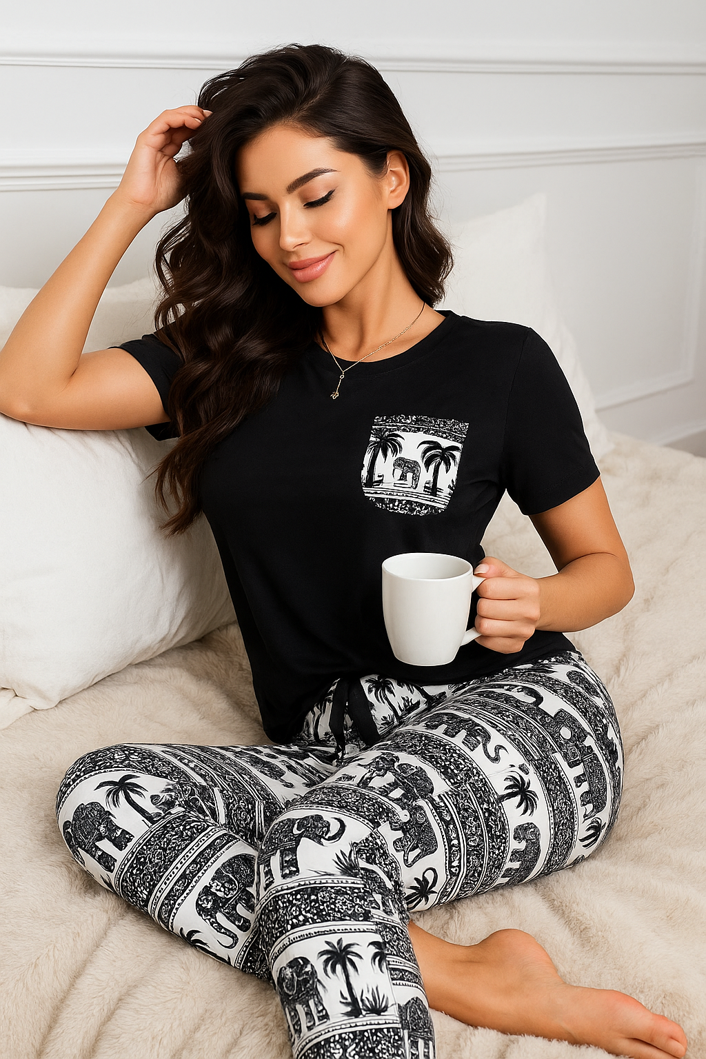 Safari Palm Elephant Night Suit