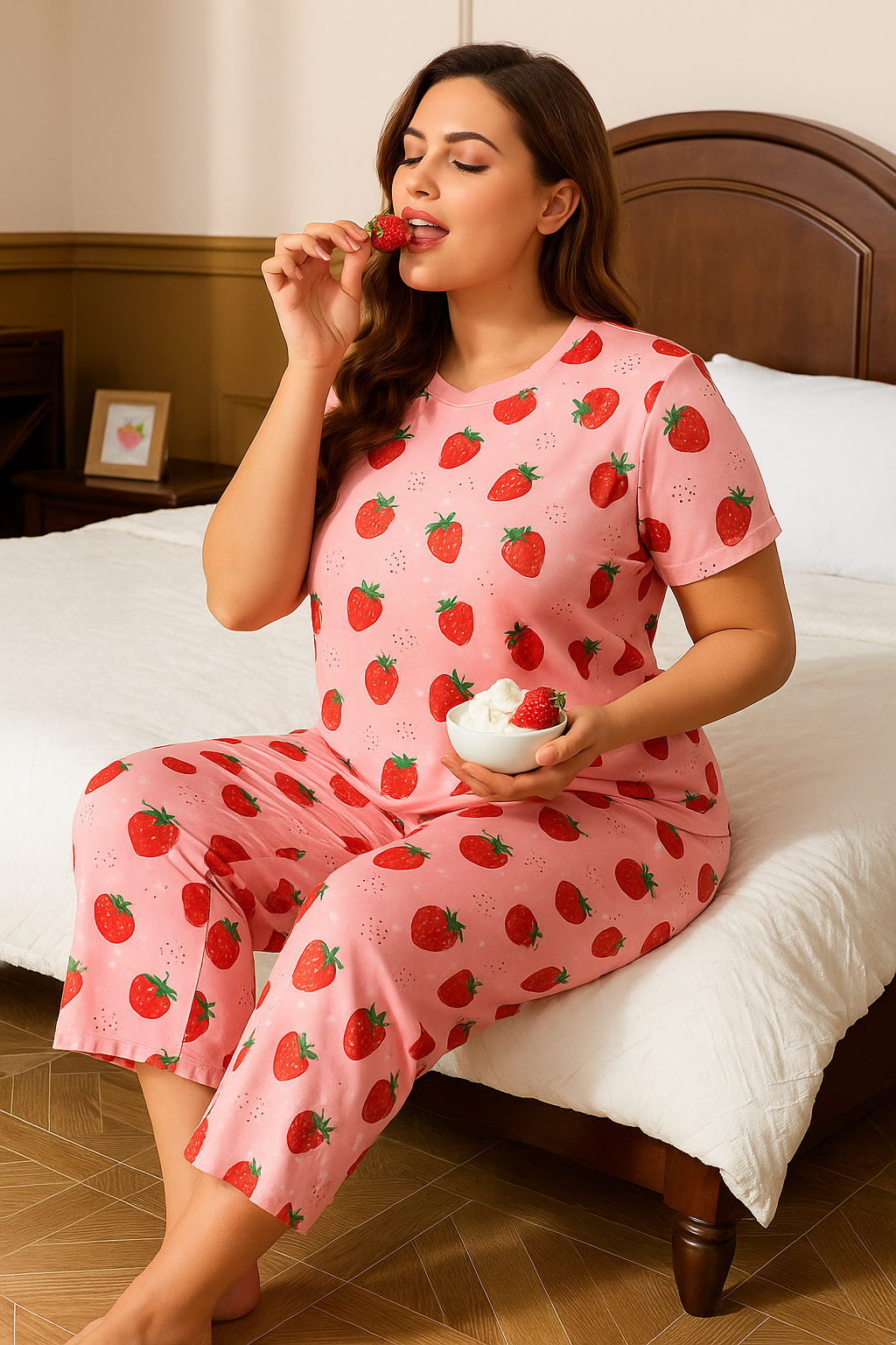 Strawberry Milkshake Night Suit