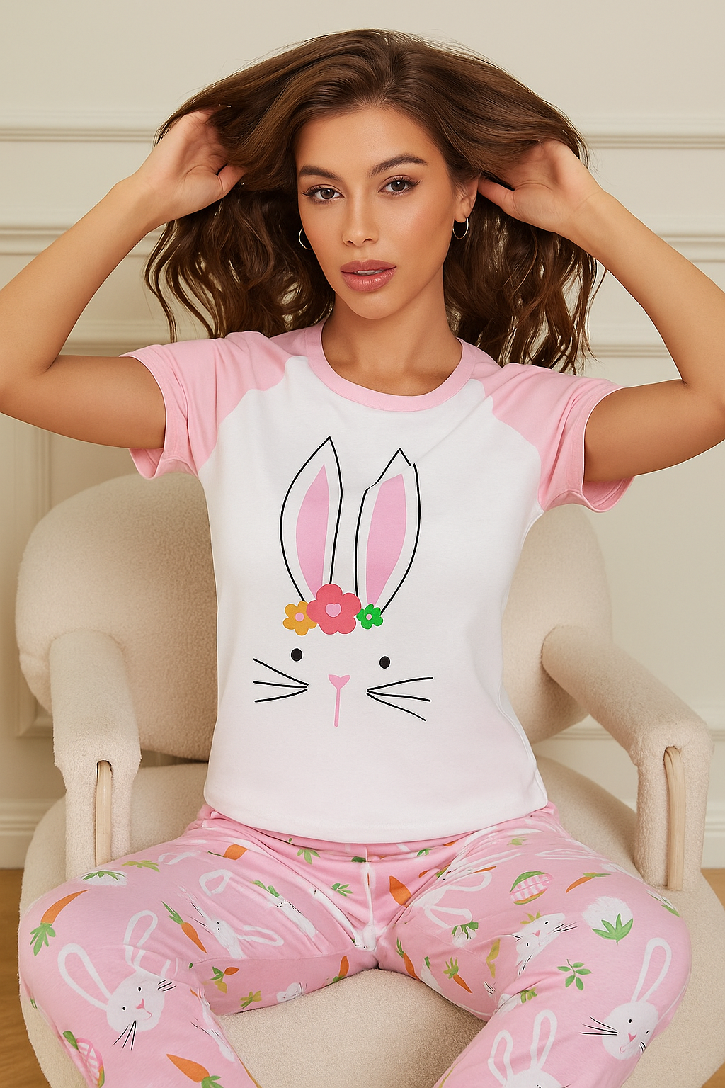 Bunny Garden Raglan Night Suit