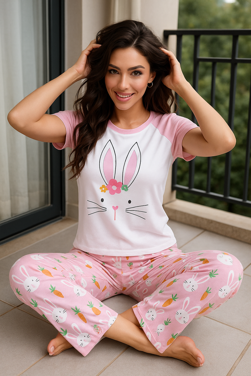 Bunny Garden Raglan Night Suit